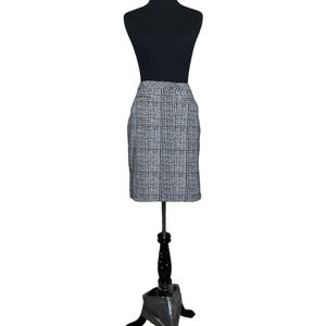 Talbots black white plaid pencil skirt size 6P